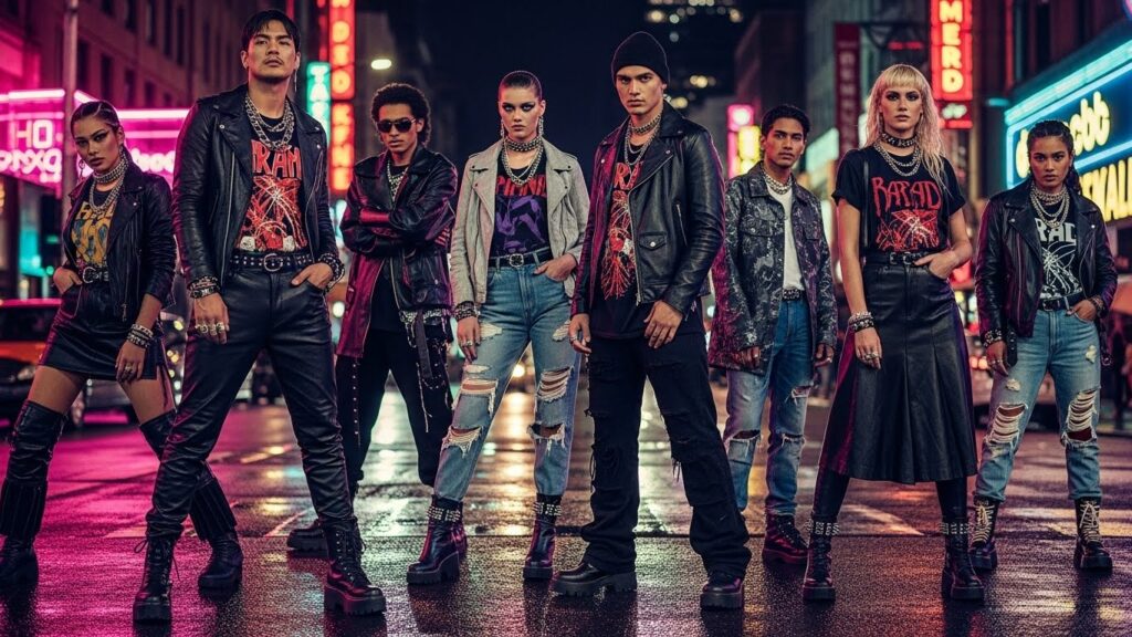 Bold edgy outfits for men and women showcasing confident 2026 fashion aesthetics.