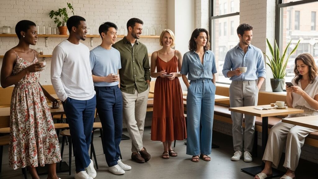 Casual summer occasion outfits for men and women with modern, breathable 2026 styling.