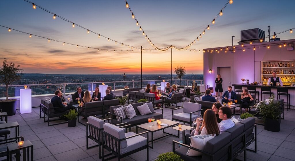 elegant rooftop event setting