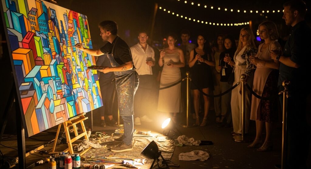 artist painting live at event