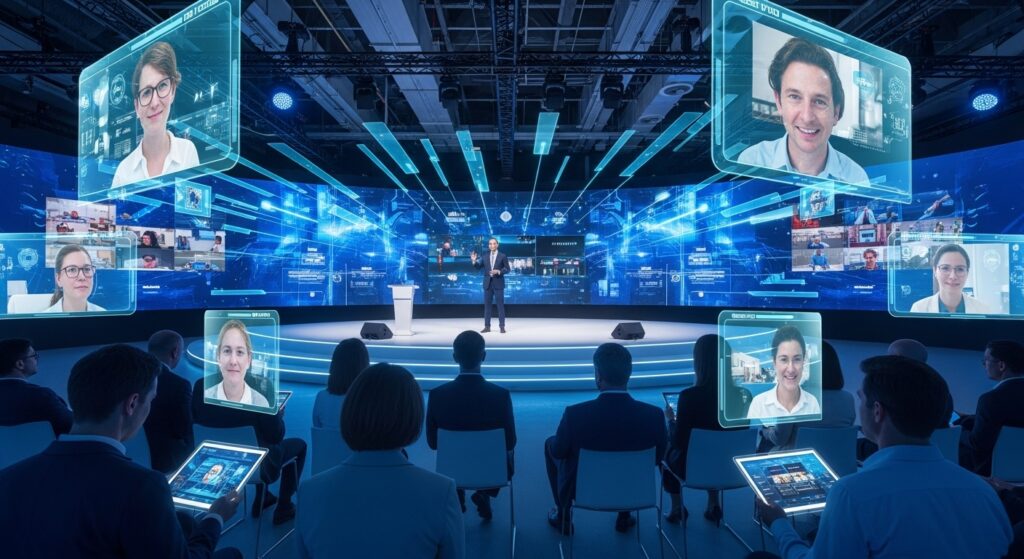 hybrid virtual and in-person event setup