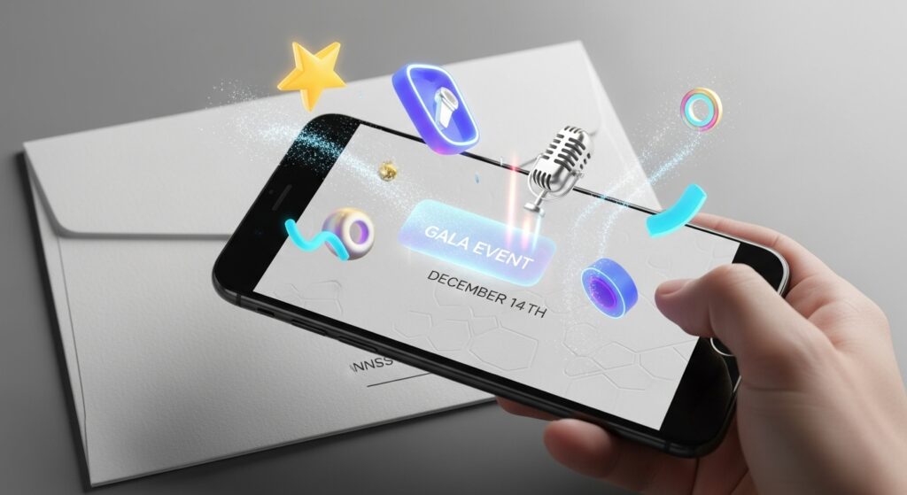 AR invitation displayed on phone