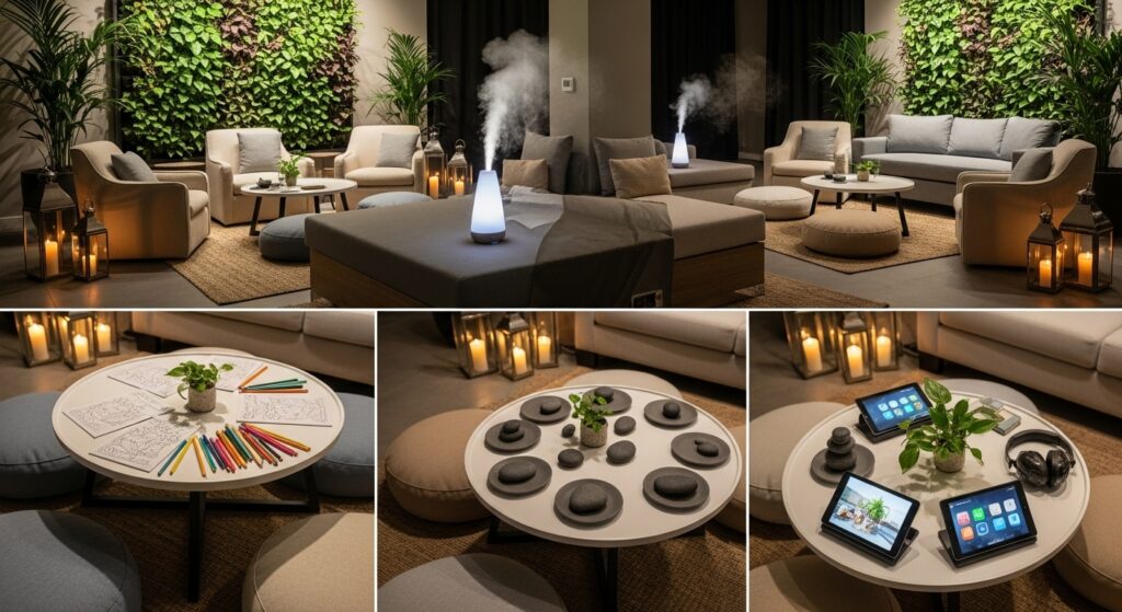 relaxing wellness corner setup