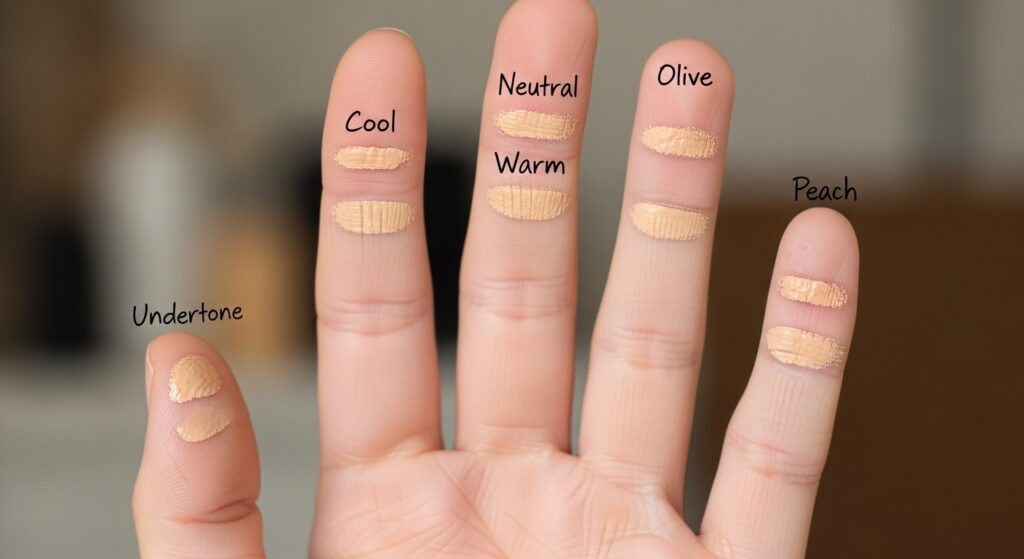 Hand with nude swatches