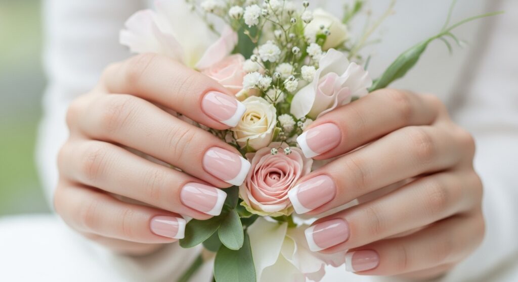 Bridal nude French nails