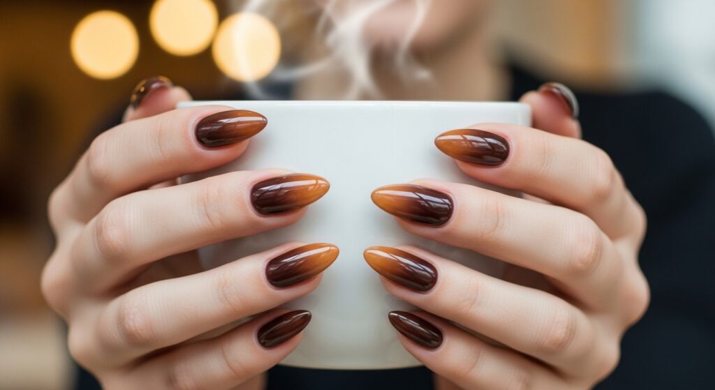 Mocha dark nude nails