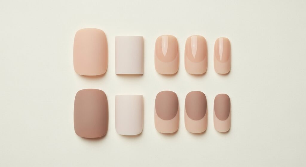 Short nude nails square and squoval