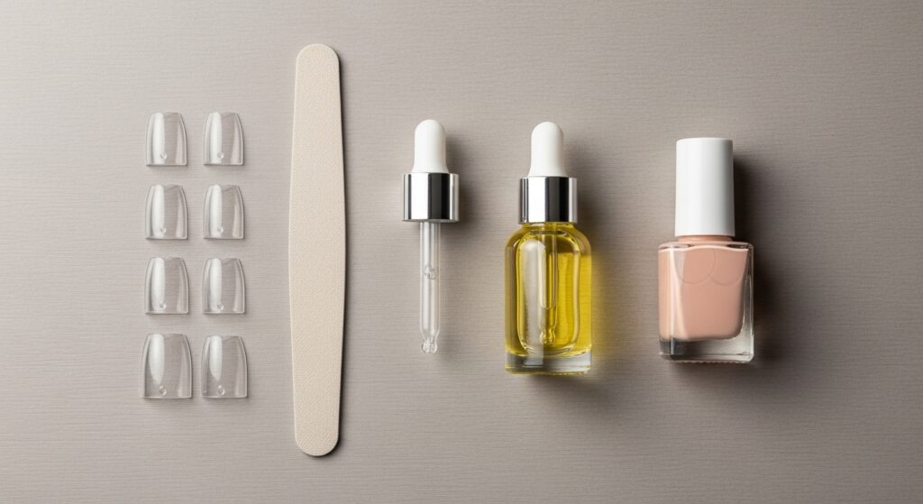 Nail care tools with nude polish