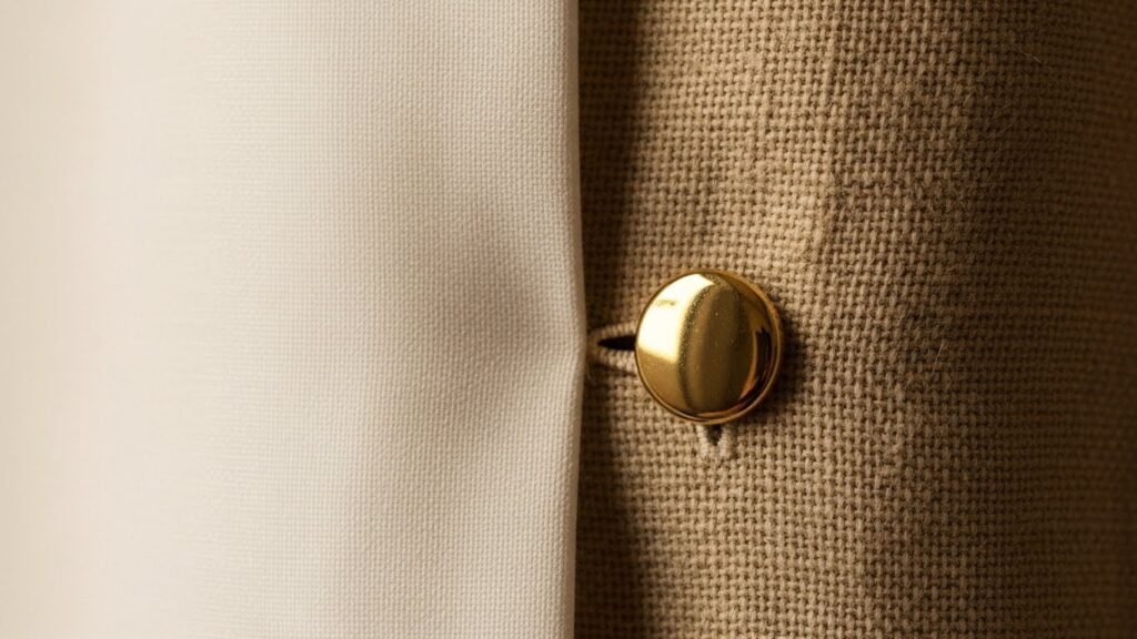Unbleached linen fabric with gold hardware vs bleached white cotton.