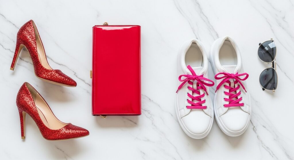 A detailed product-style shot focusing on footwear choices.