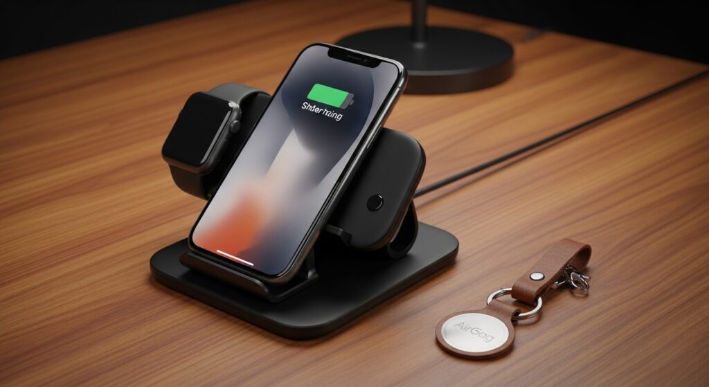 Last minute tech gifts for him wireless charger and smart tag.