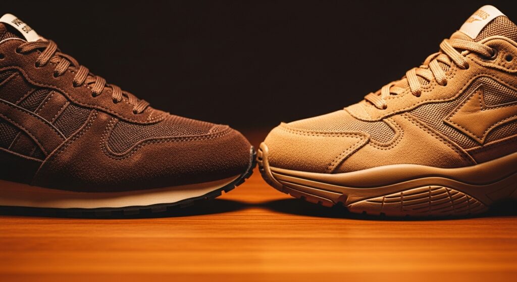 Brown suede sneaker trend 2026 showing texture details.