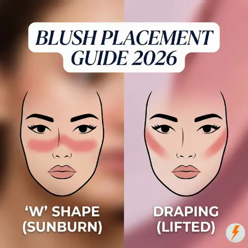Blush Placement Guide 2026: Mastering the “W” Shape vs. Draping