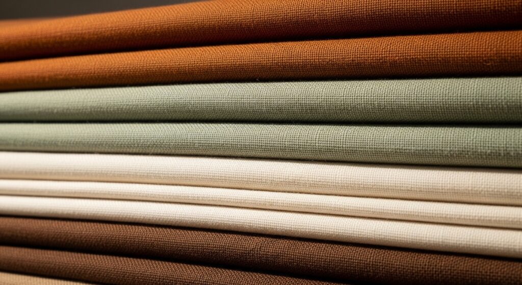 Cabo San Lucas color palette featuring terracotta, sage, and cream fabrics.