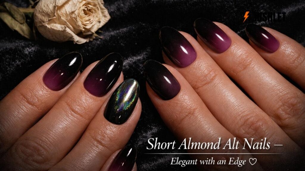 short almond alt nails chrome